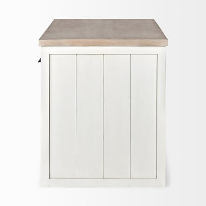 White And Brown Two Tone Wooden Kitchen Island With 3 Drawers HomeRoots