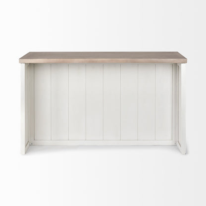 White And Brown Two Tone Wooden Kitchen Island With 3 Drawers HomeRoots