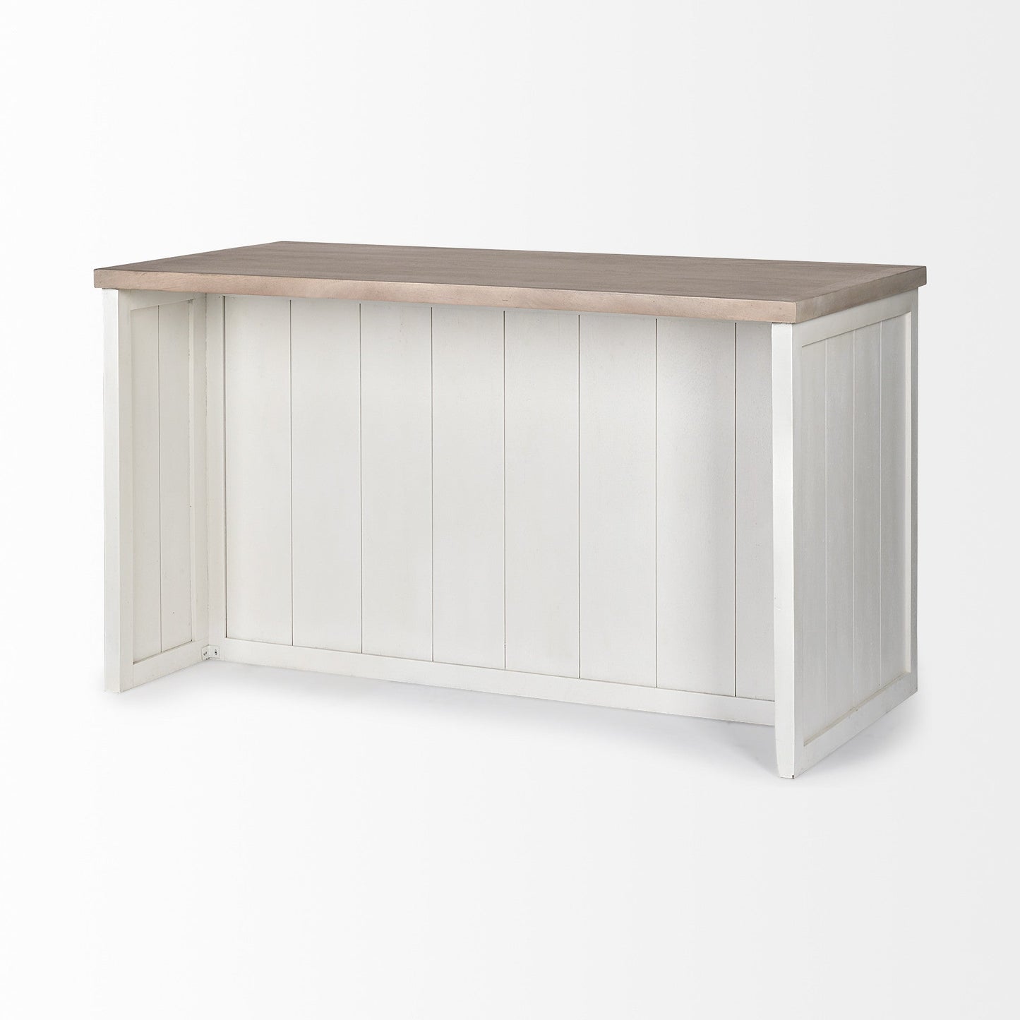 White And Brown Two Tone Wooden Kitchen Island With 3 Drawers HomeRoots