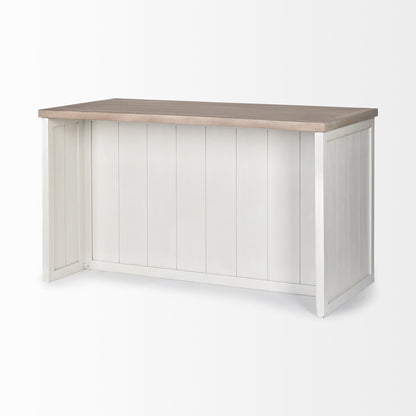 White And Brown Two Tone Wooden Kitchen Island With 3 Drawers HomeRoots