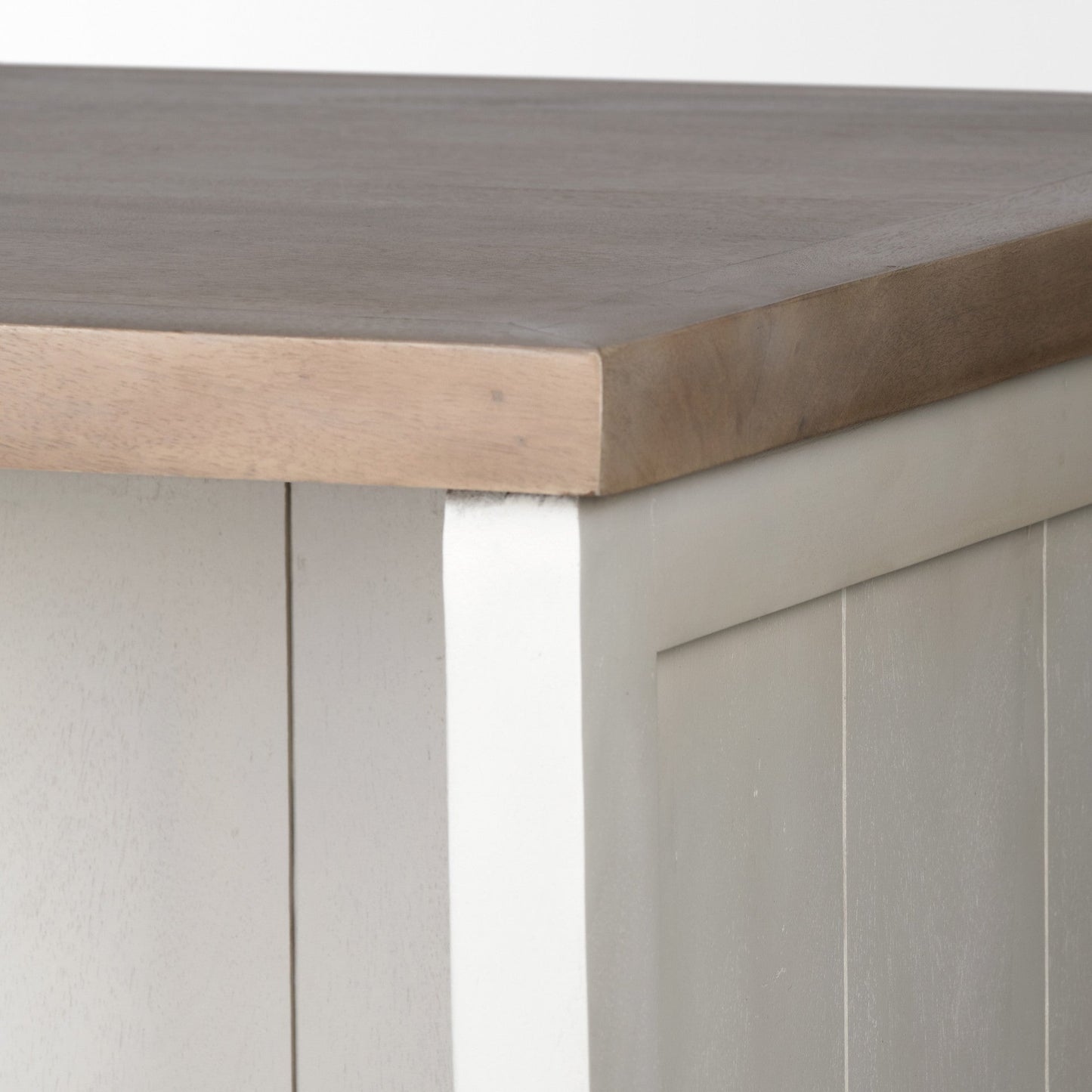 White And Brown Two Tone Wooden Kitchen Island With 3 Drawers HomeRoots