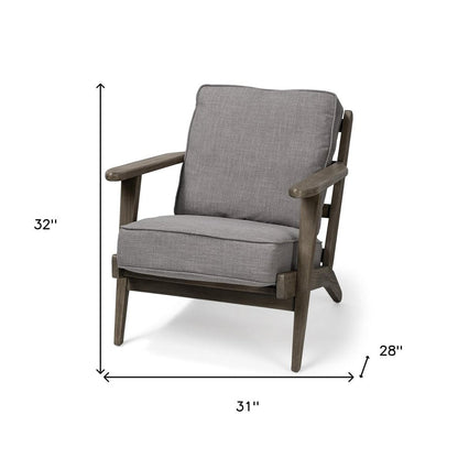 31" Gray and Brown Fabric Lounge Chair HomeRoots