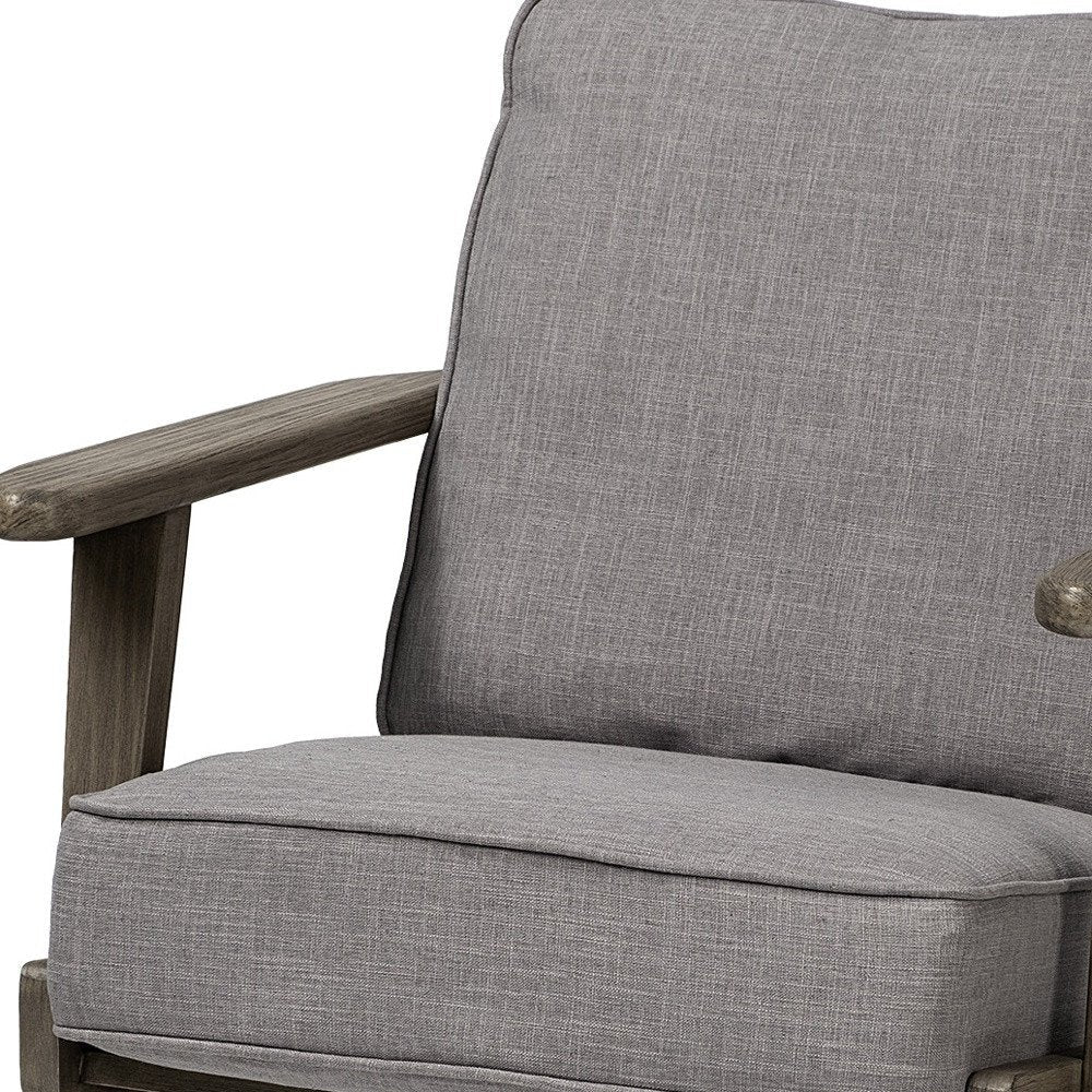 31" Gray and Brown Fabric Lounge Chair HomeRoots