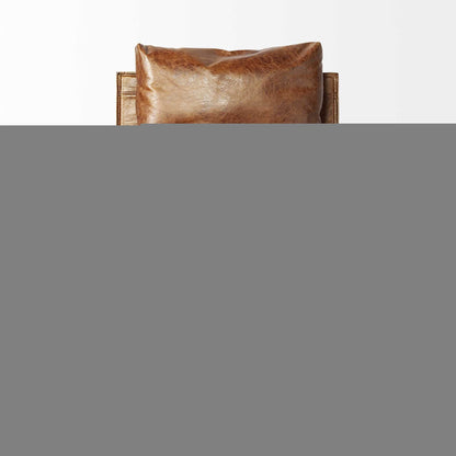 35" Brown and Black Leather Distressed Lounge Chair HomeRoots