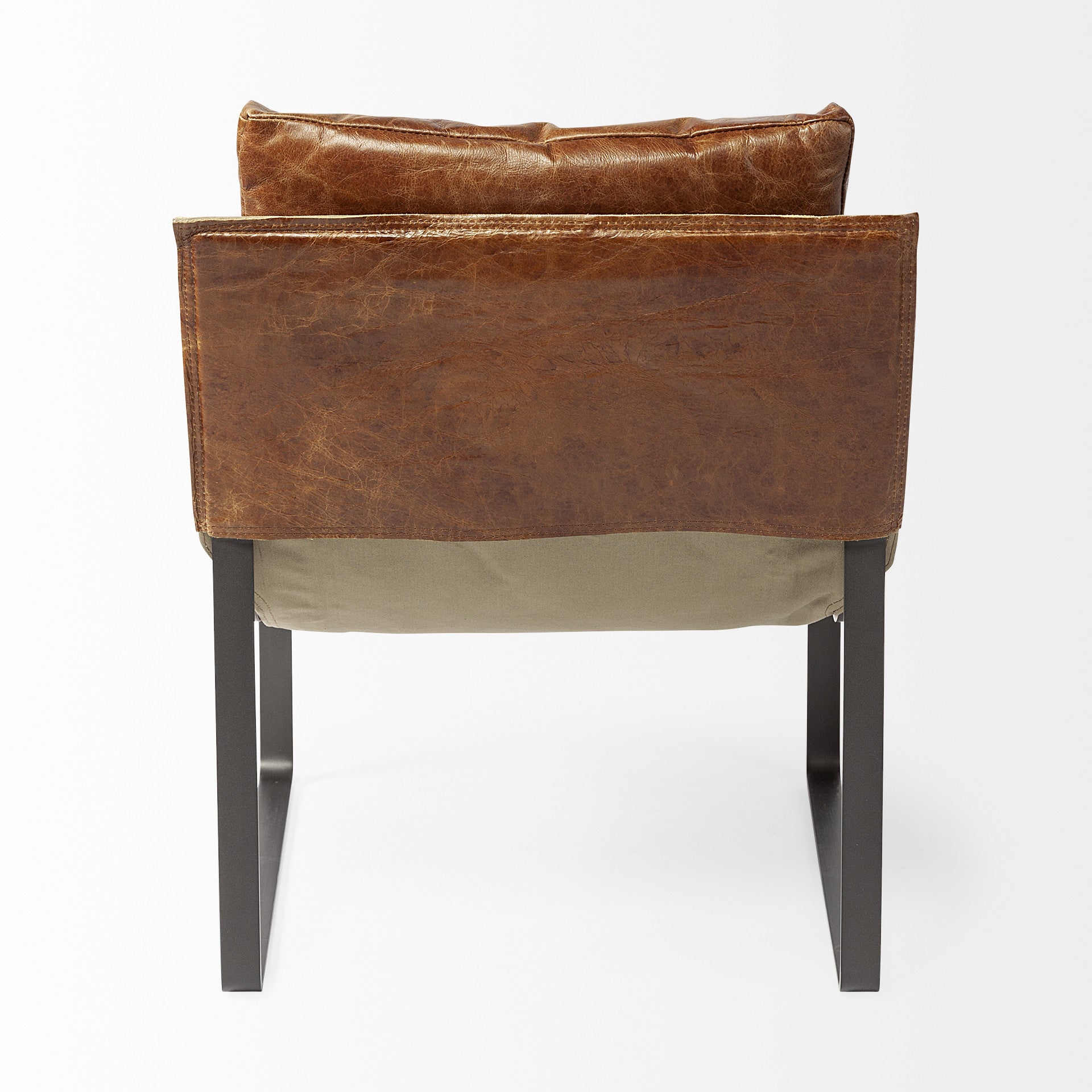 35" Brown and Black Leather Distressed Lounge Chair HomeRoots