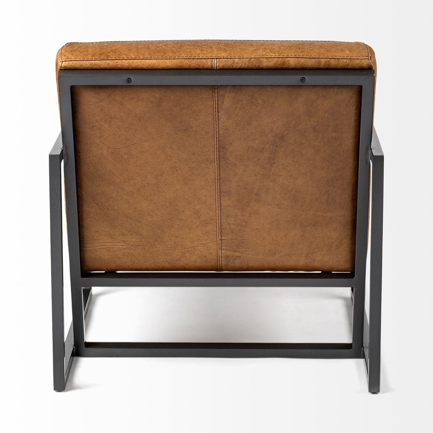 32" Brown and Black Faux Leather Distressed Arm Chair HomeRoots