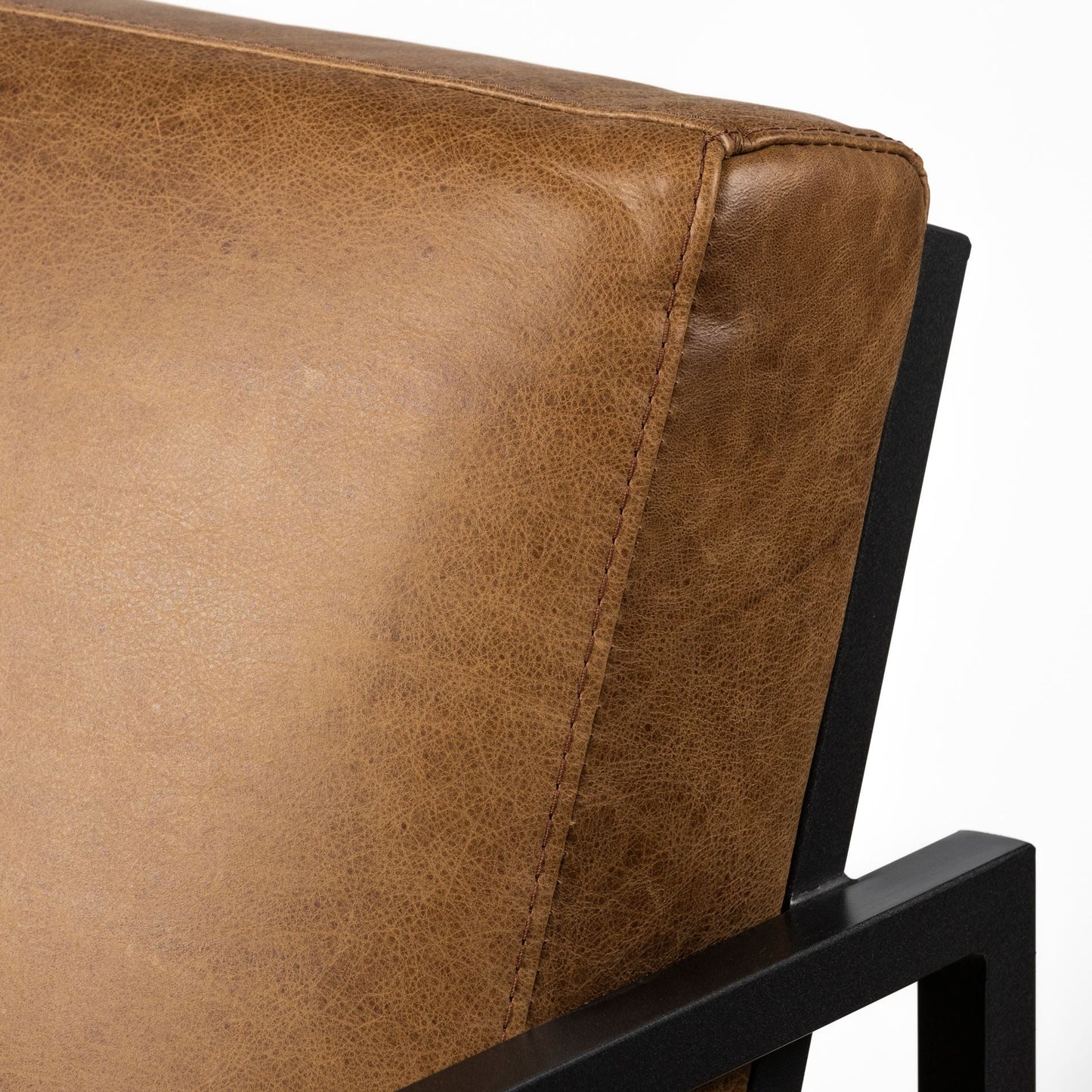 32" Brown and Black Faux Leather Distressed Arm Chair HomeRoots