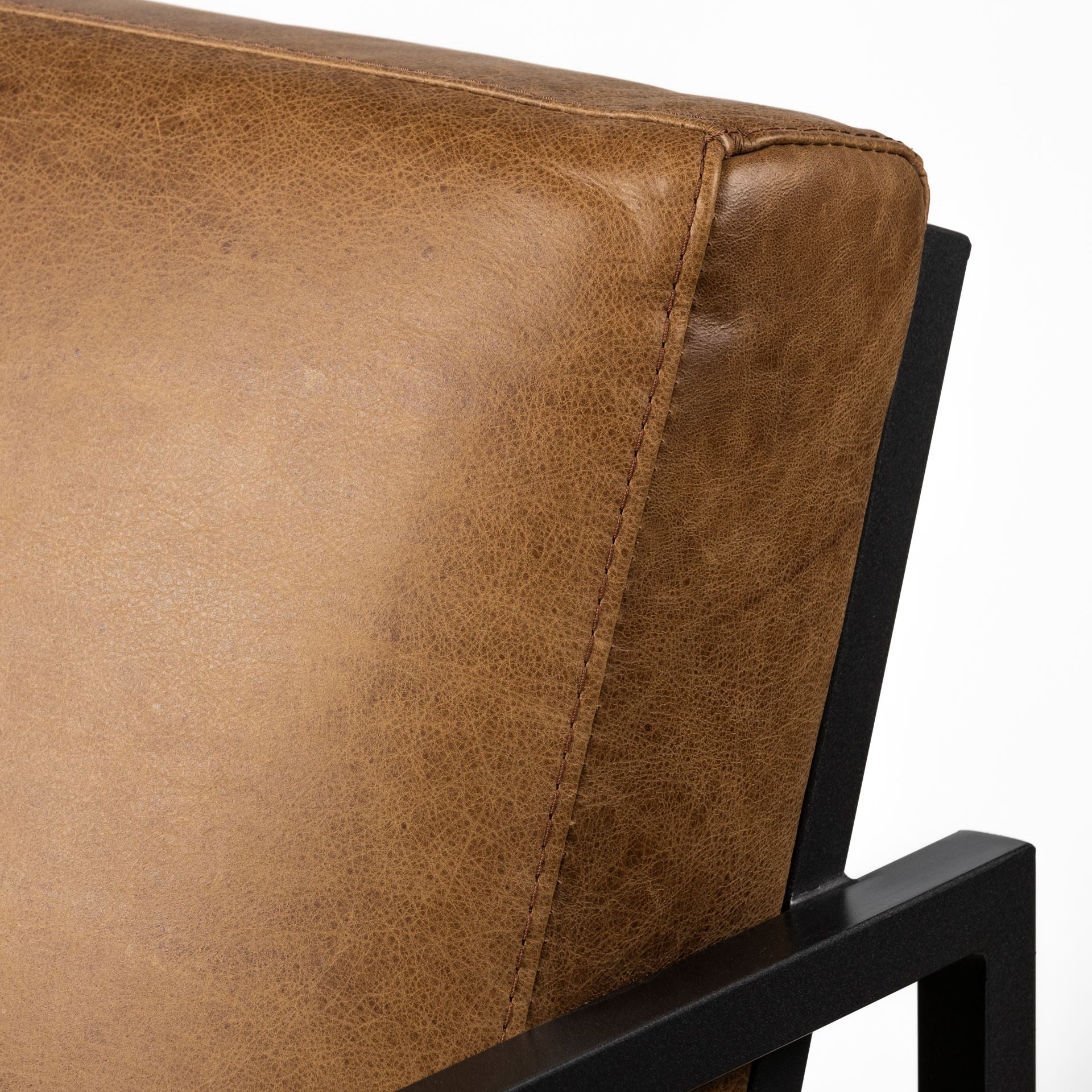 32" Brown and Black Faux Leather Distressed Arm Chair HomeRoots