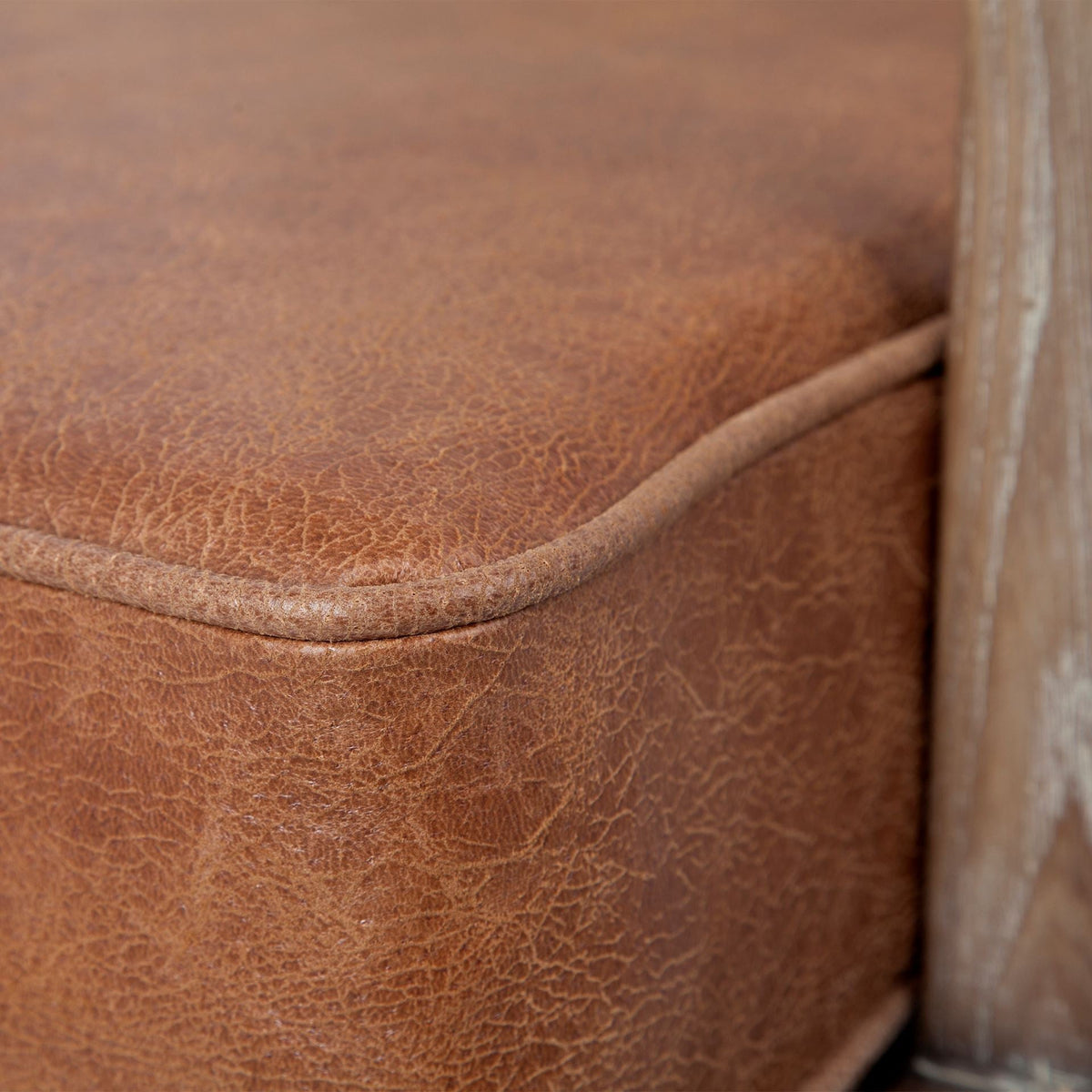 24" Beige and Brown Leather Arm Chair — view 6