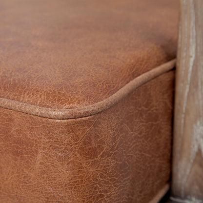 24" Beige and Brown Leather Arm Chair HomeRoots