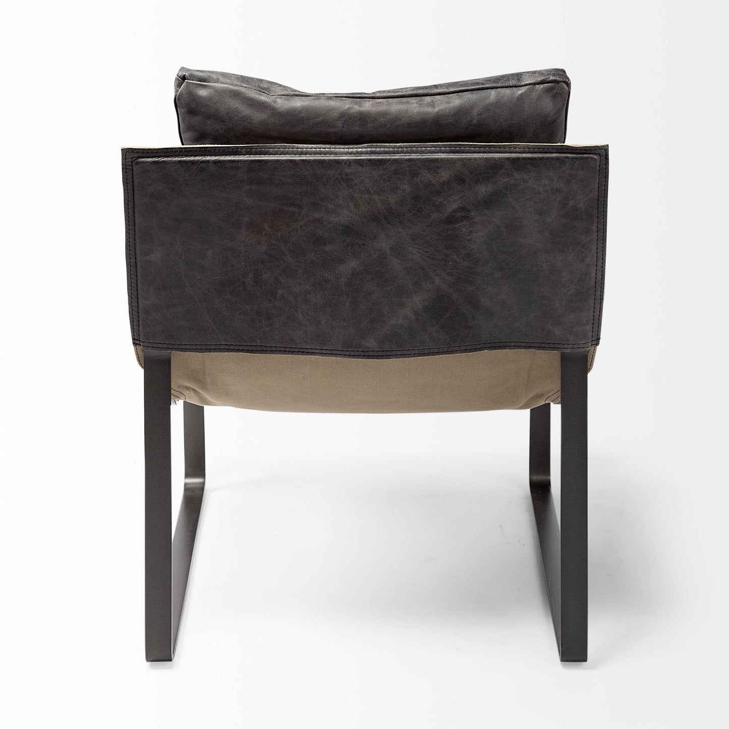 35" Black Leather Distressed Arm Chair HomeRoots