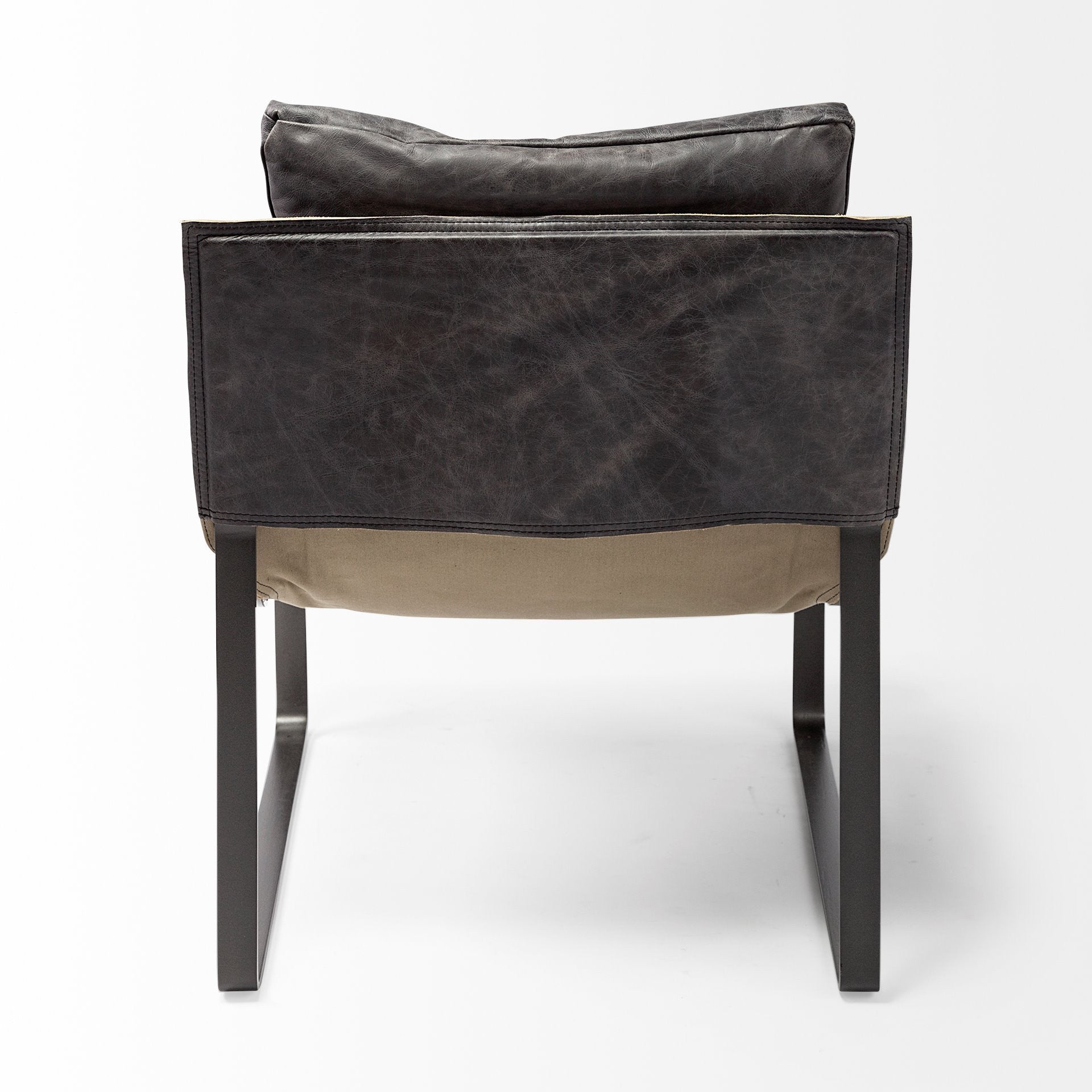 35" Black Leather Distressed Arm Chair HomeRoots