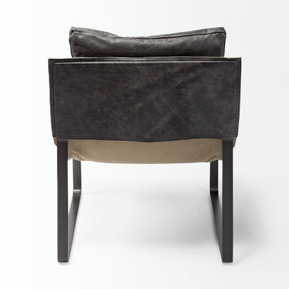 35" Black Leather Distressed Arm Chair HomeRoots