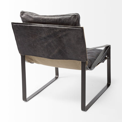 35" Black Leather Distressed Arm Chair HomeRoots