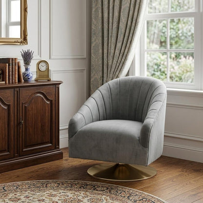 29" Gray and Copper Velvet Lounge Chair HomeRoots