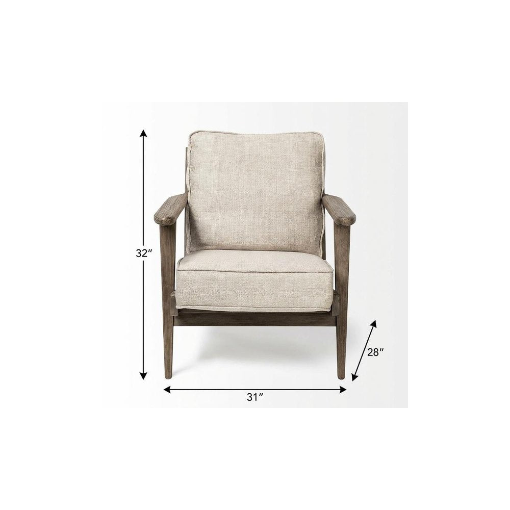 31" Cream and Brown Fabric Lounge Chair HomeRoots