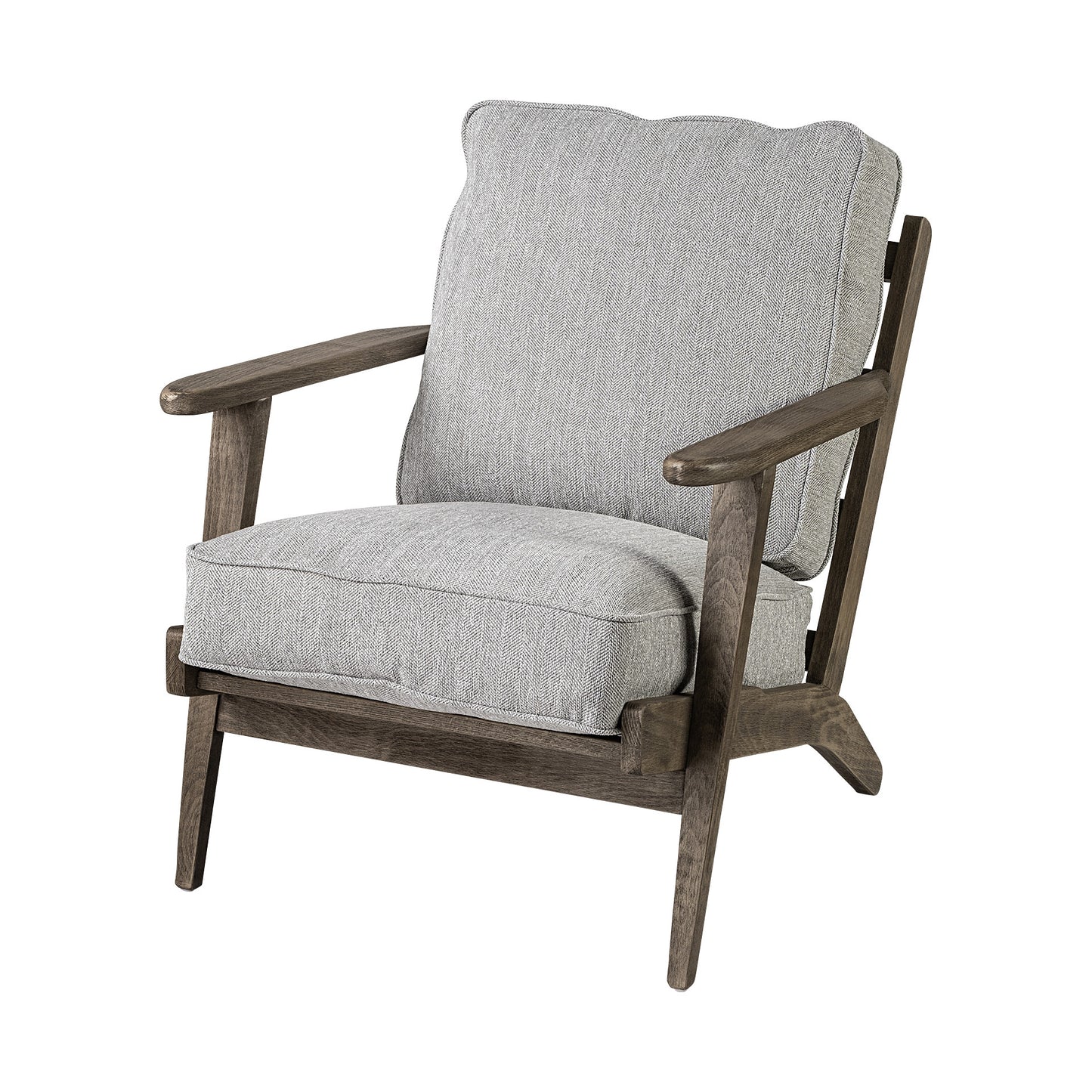 31" Gray And Brown Fabric Arm Chair