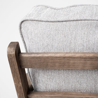 31" Gray And Brown Fabric Arm Chair