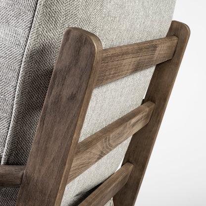 31" Gray And Brown Fabric Arm Chair