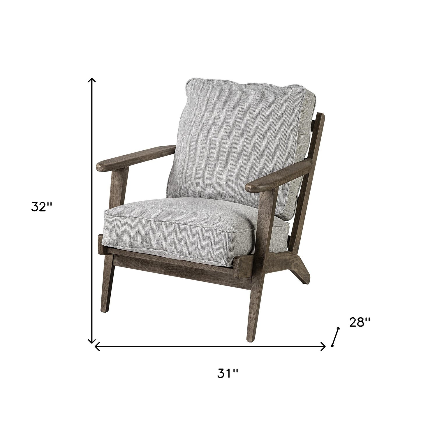 31" Gray And Brown Fabric Arm Chair