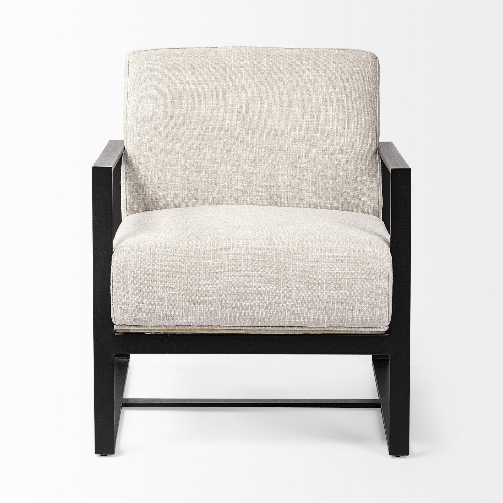 32" Cream and Black Fabric Arm Chair HomeRoots