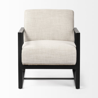 32" Cream and Black Fabric Arm Chair HomeRoots