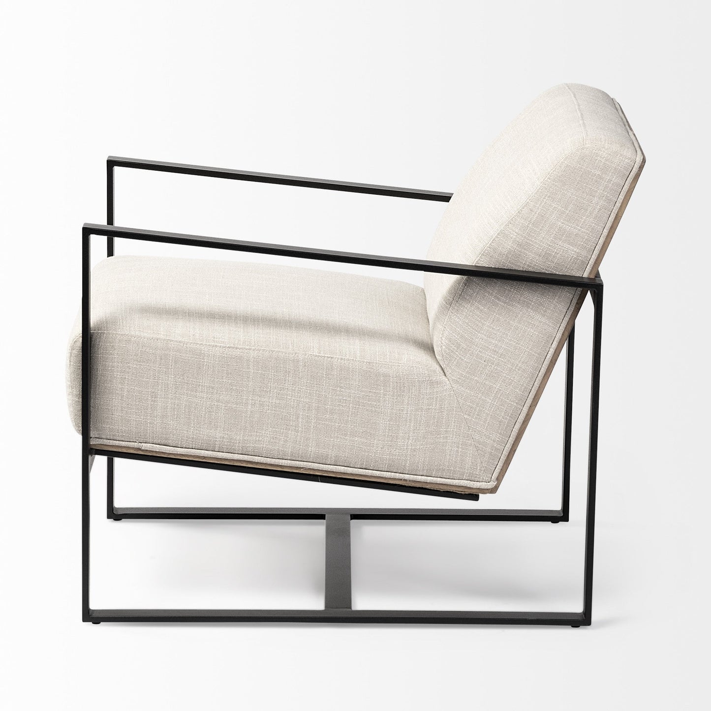 32" Cream and Black Fabric Arm Chair HomeRoots