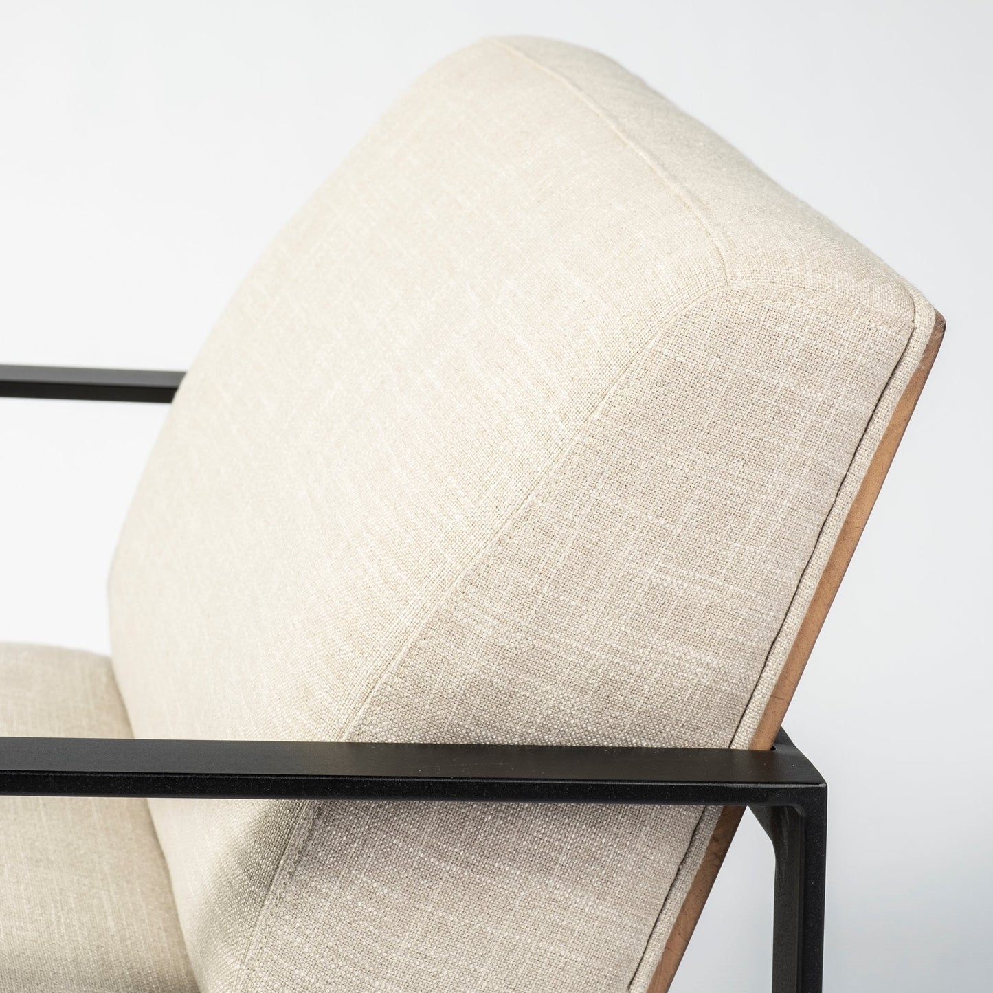 32" Cream and Black Fabric Arm Chair HomeRoots