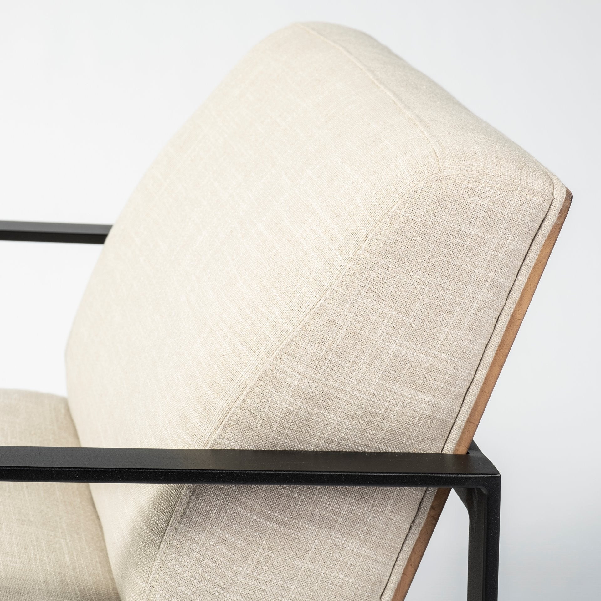 32" Cream and Black Fabric Arm Chair HomeRoots