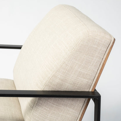 32" Cream and Black Fabric Arm Chair HomeRoots