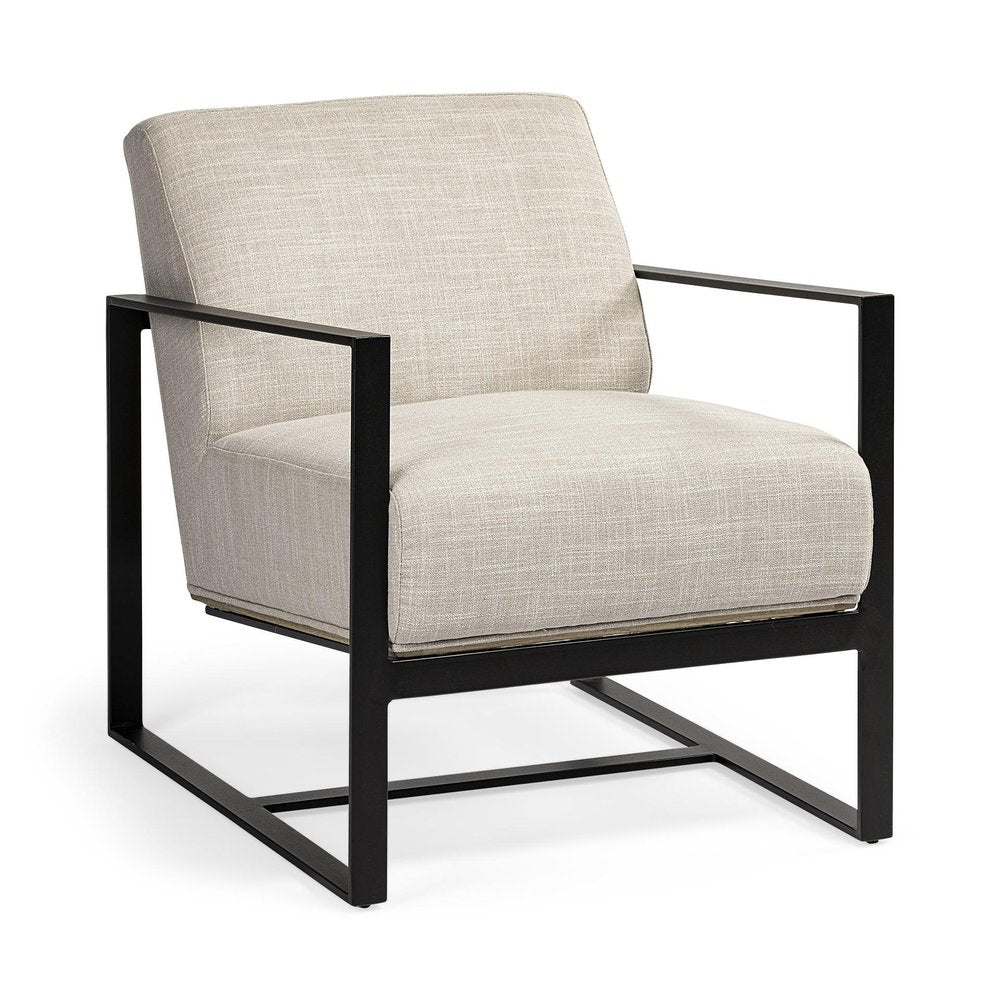 32" Cream and Black Fabric Arm Chair HomeRoots