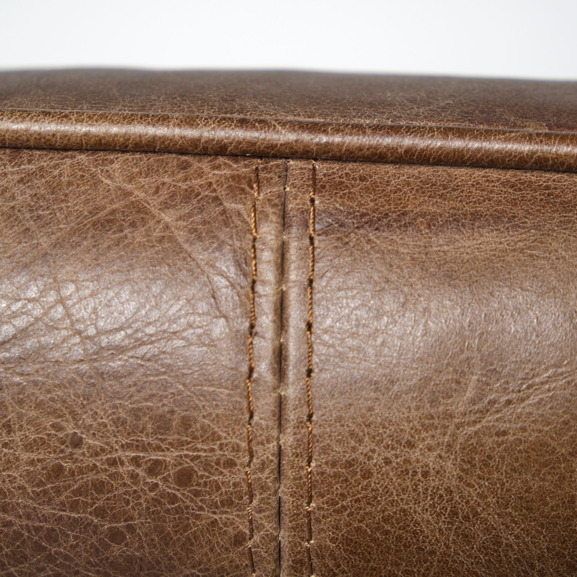 34" Brown and Black Top Grain Leather Distressed Slipper Chair HomeRoots
