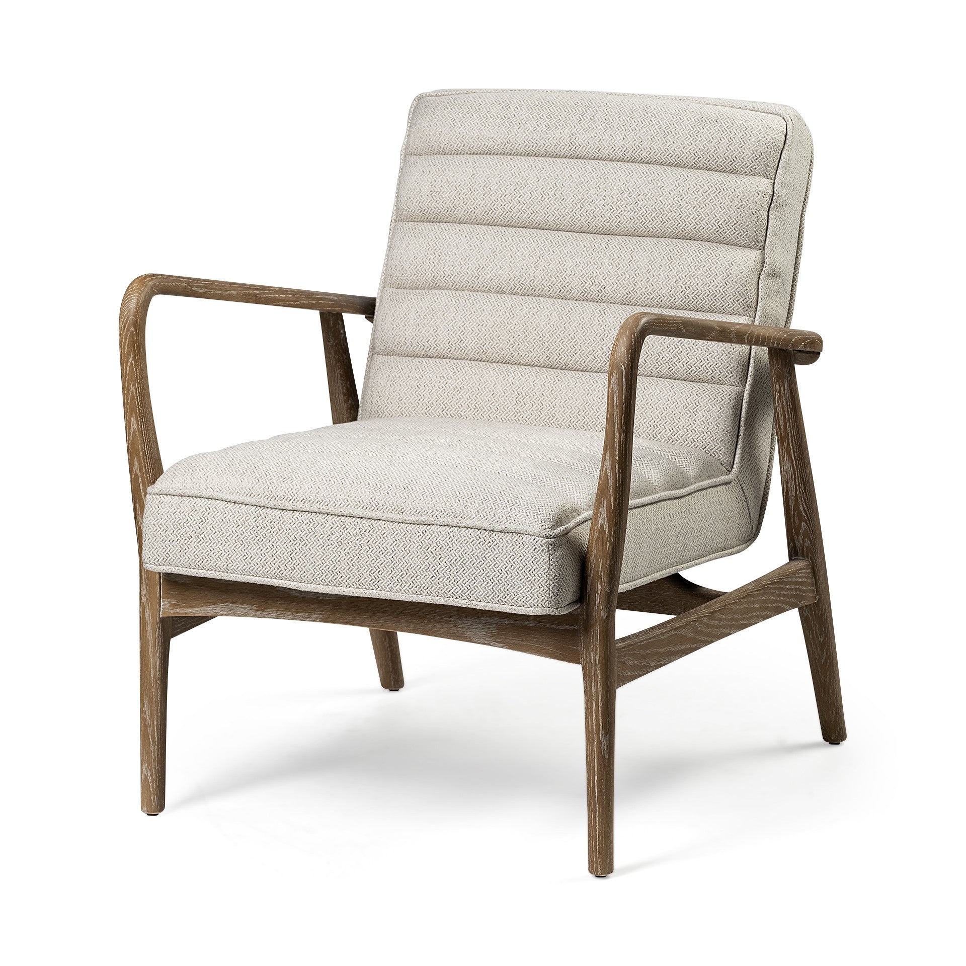 28" Cream and Brown Fabric Lounge Chair HomeRoots