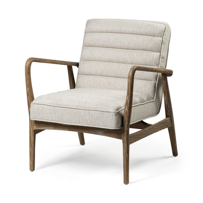 28" Cream and Brown Fabric Lounge Chair HomeRoots