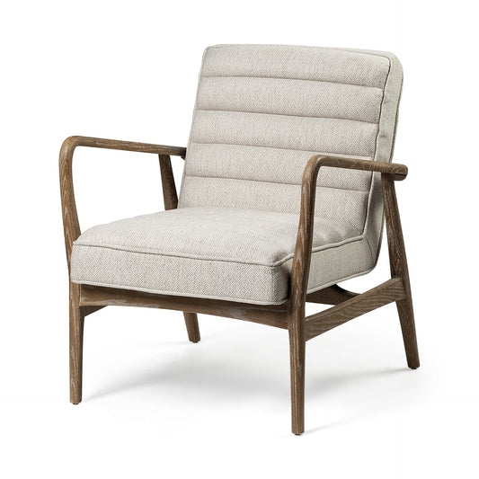 28" Cream and Brown Fabric Lounge Chair HomeRoots