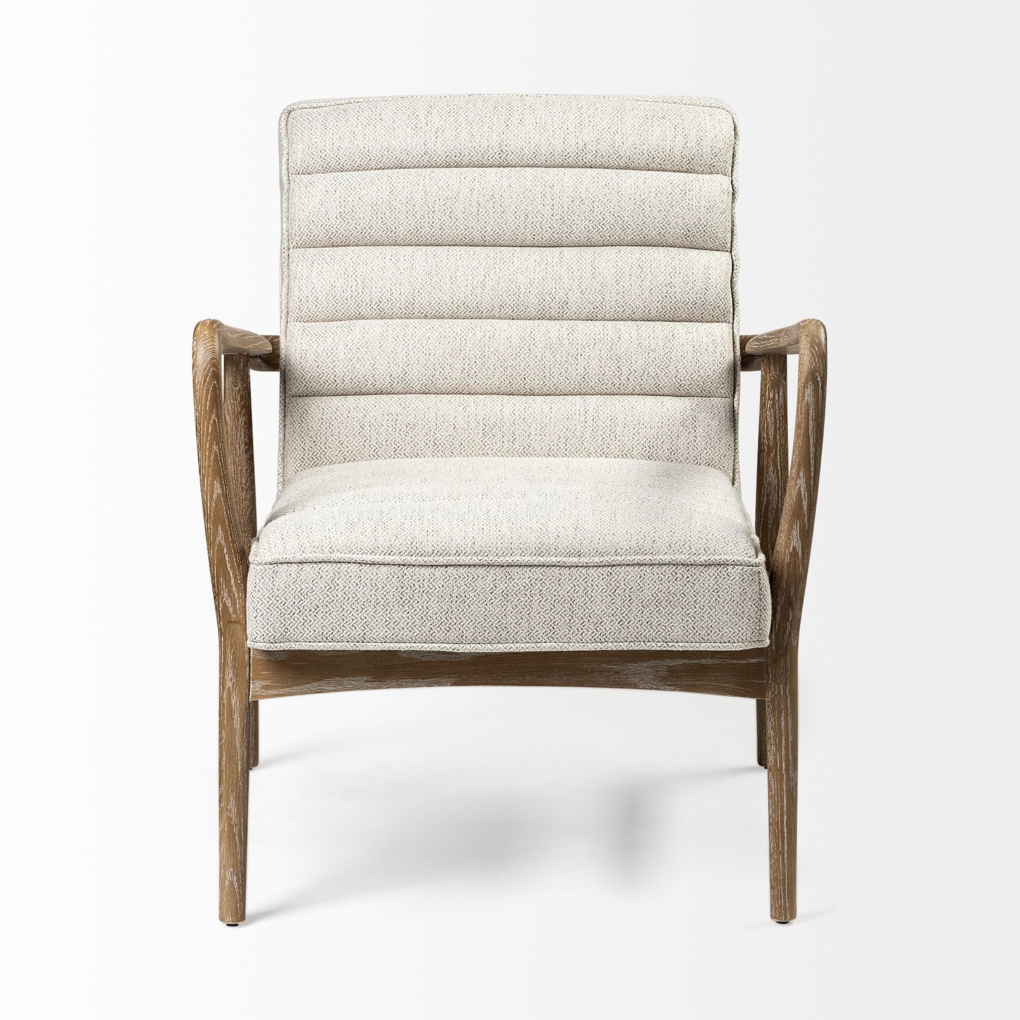 28" Cream and Brown Fabric Lounge Chair HomeRoots
