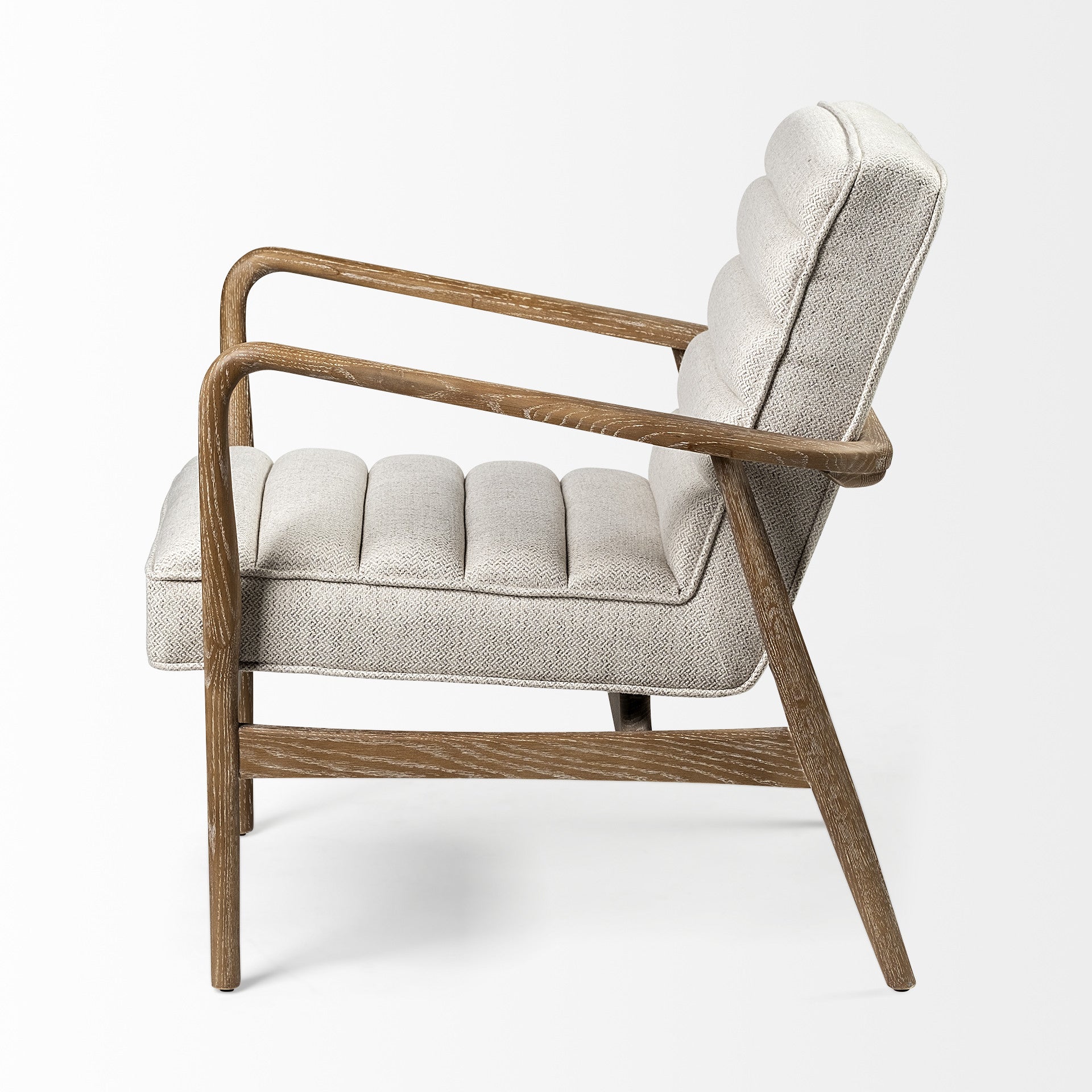 28" Cream and Brown Fabric Lounge Chair HomeRoots