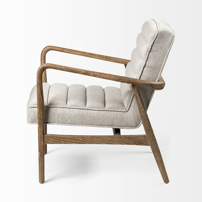 28" Cream and Brown Fabric Lounge Chair HomeRoots