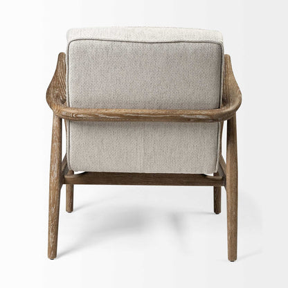 28" Cream and Brown Fabric Lounge Chair HomeRoots