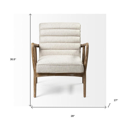 28" Cream and Brown Fabric Lounge Chair HomeRoots
