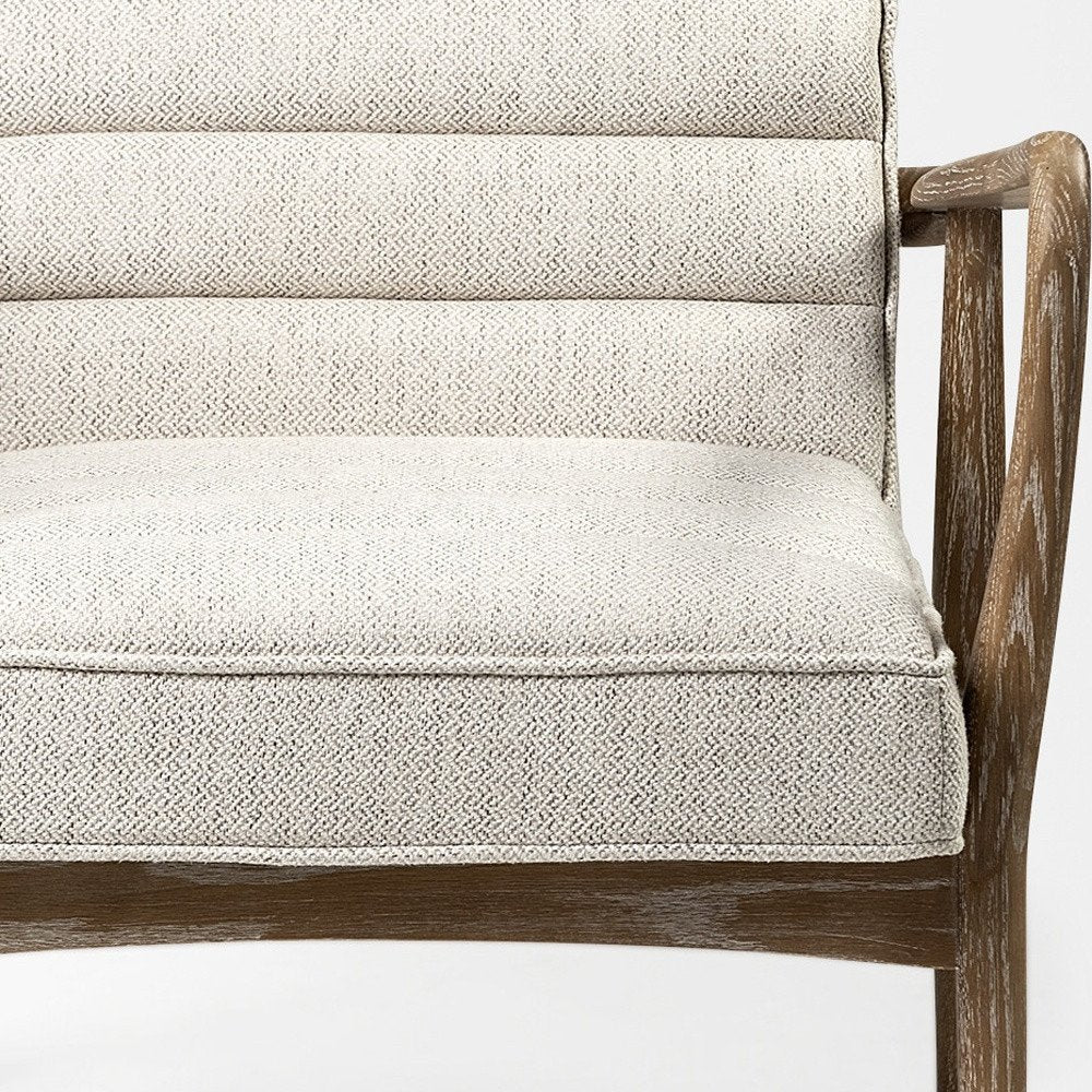 28" Cream and Brown Fabric Lounge Chair HomeRoots