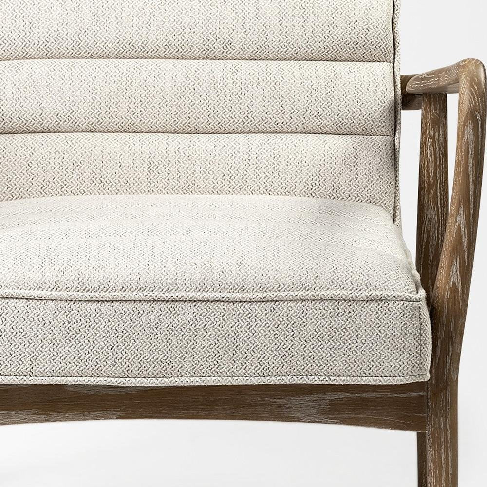 28" Cream and Brown Fabric Lounge Chair HomeRoots