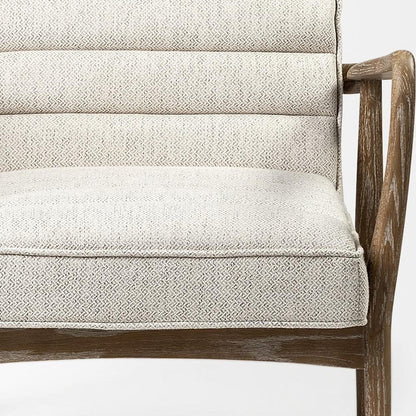 28" Cream and Brown Fabric Lounge Chair HomeRoots