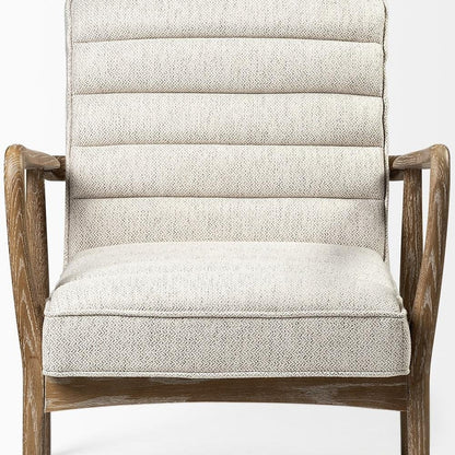 28" Cream and Brown Fabric Lounge Chair HomeRoots