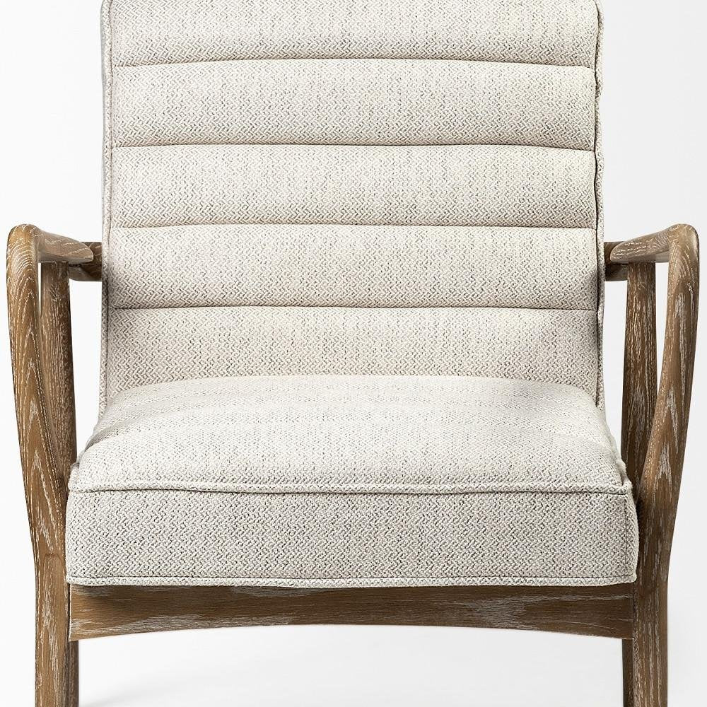 28" Cream and Brown Fabric Lounge Chair HomeRoots