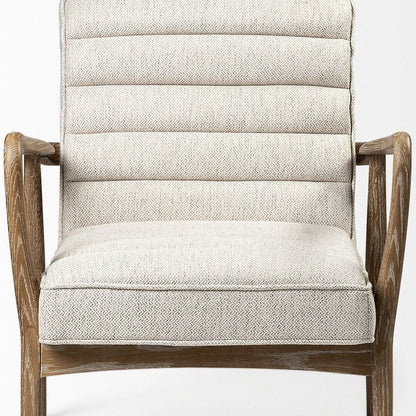 28" Cream and Brown Fabric Lounge Chair HomeRoots