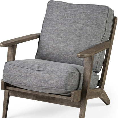 31" Gray and Brown Fabric Cushions And Wood Lounge Chair HomeRoots
