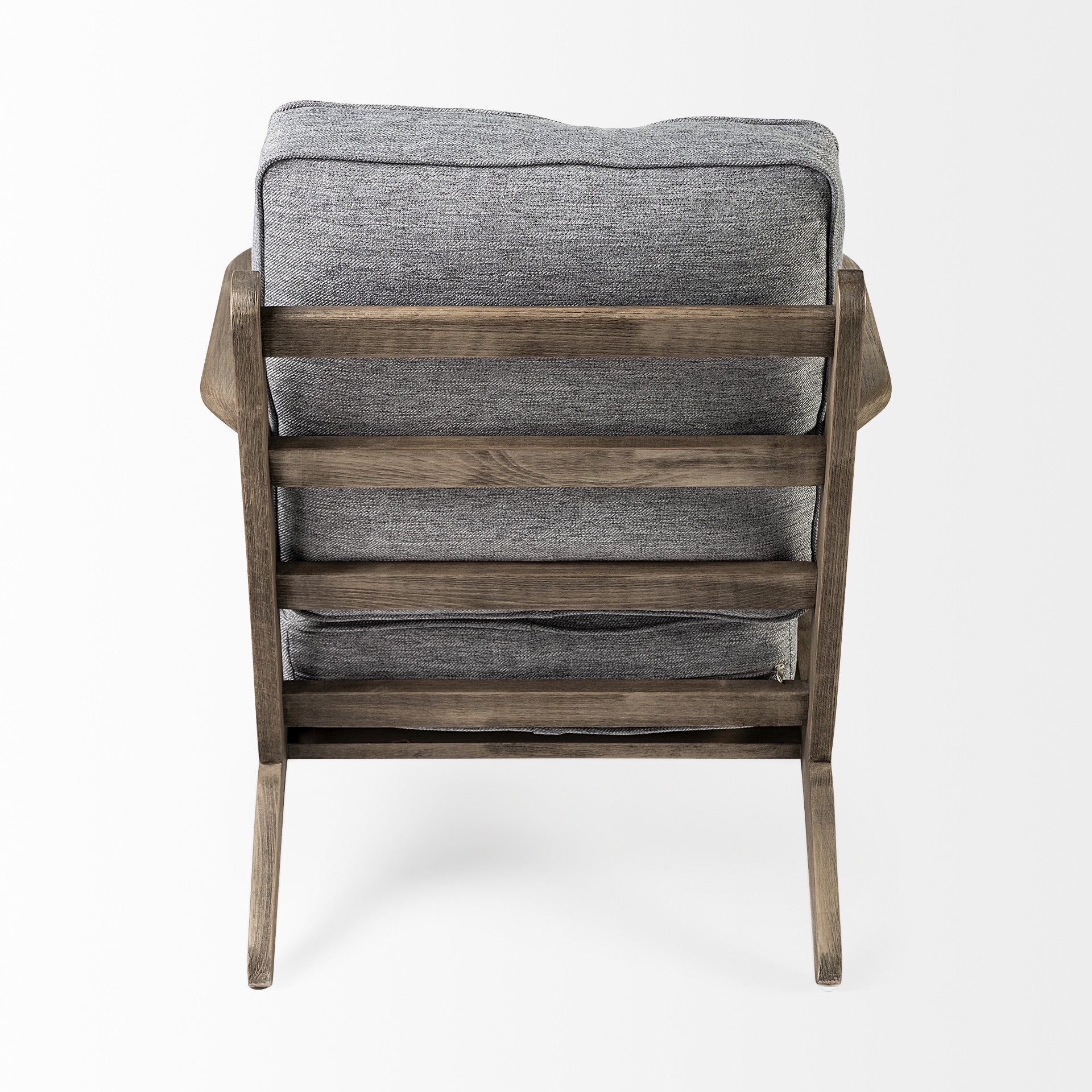 31" Gray and Brown Fabric Cushions And Wood Lounge Chair HomeRoots