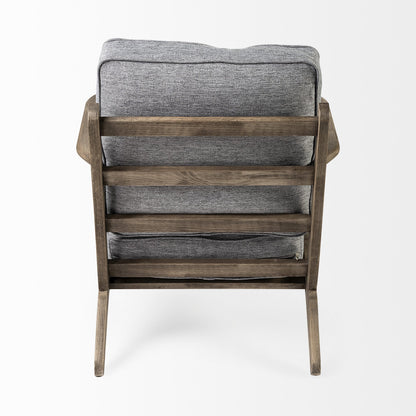 31" Gray and Brown Fabric Cushions And Wood Lounge Chair HomeRoots