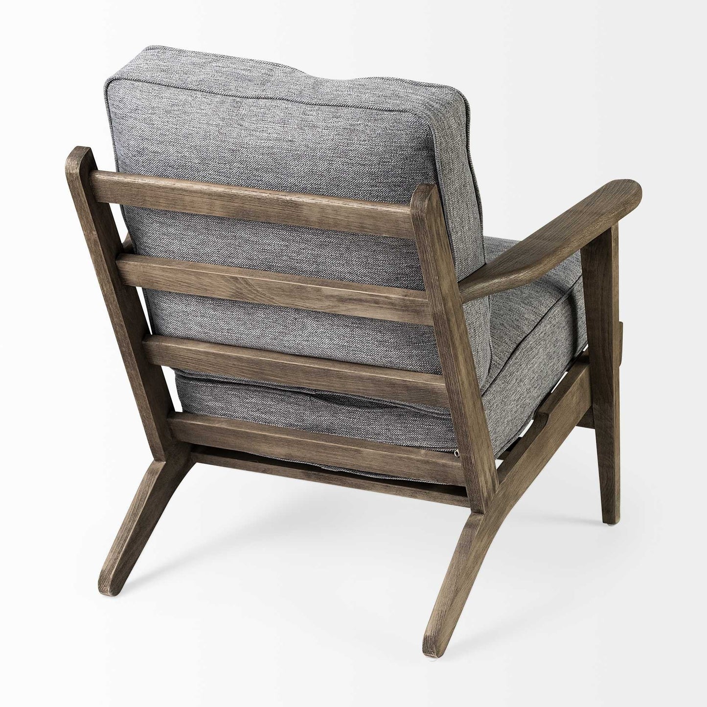 31" Gray and Brown Fabric Cushions And Wood Lounge Chair HomeRoots